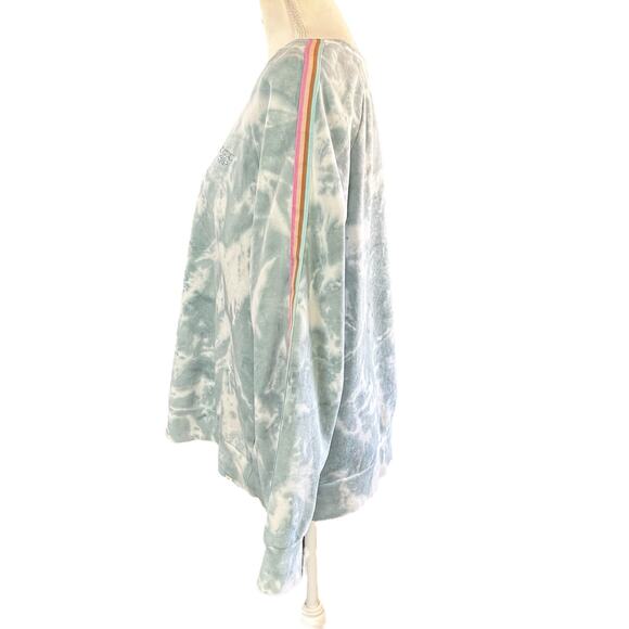 Rip Curl Twin Fin Sweatshirt Size Medium Light Blue White Tie-Dye Crew Neck Top - Picture 7 of 10